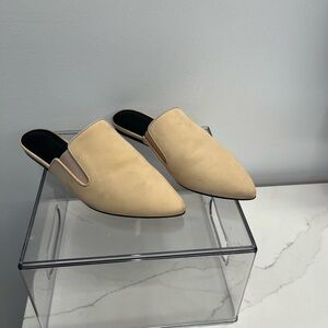 Jenni Kayne Cream Pointed-Toe Backless Mules